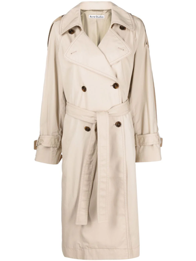 Acne Studios Double-breasted Chino Trench Coat - Size 8 In Beige