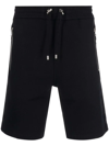 Balmain Drawstring Cotton Track Shorts In Black