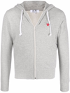 Comme Des Garçons Play Heart Patch Zip-up Hoodie In Grau