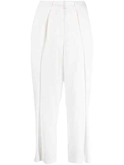 Balmain Pleated High-waisted Trousers In Weiss