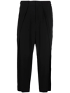 Balmain Draped Straight-leg Cropped Trousers In Schwarz