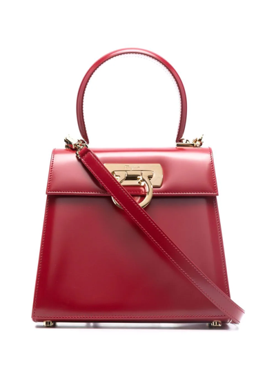 Ferragamo Small Gancini-clasp Top Handle Bag In Red