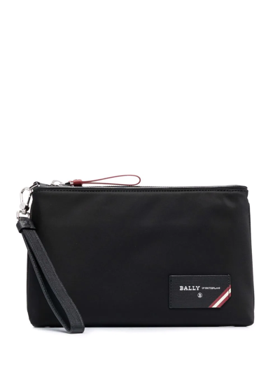 Bally Ferrel Leather Clutch Bag In Schwarz