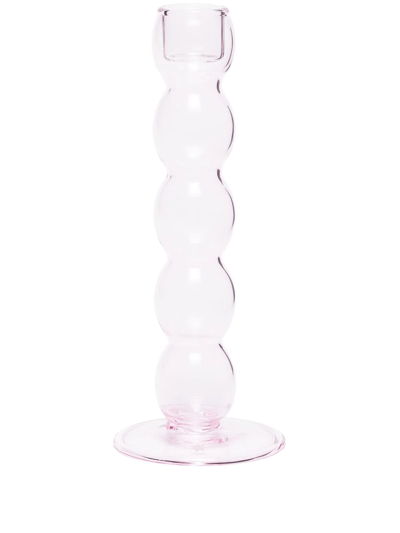 Maison Balzac Volute Glass Candle Holder In Pink