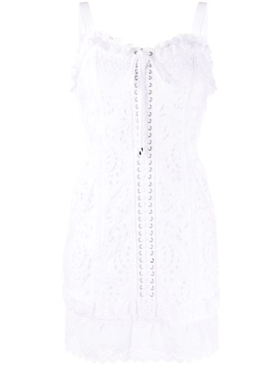 Dolce & Gabbana Short Dress With Openwork Embellishment In White