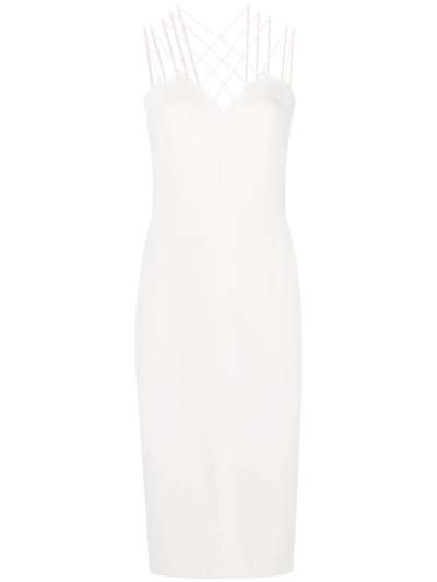 Alberta Ferretti Strap-detail Mid-length Dress In Weiss