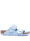 Birkenstock Arizona Big Buckle Leather Sandals In Dusty Blue