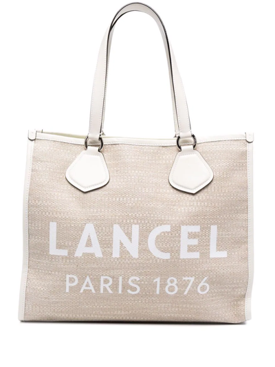 Lancel Logo-print Tote Bag In Nude