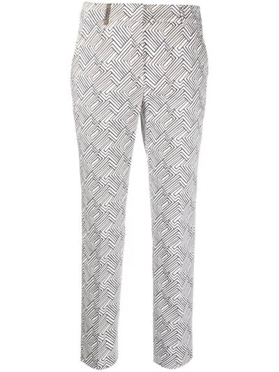 Peserico Graphic-print Cropped Trousers In Weiss