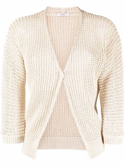 Peserico Pointelle-knit V-neck Cardigan In Nude