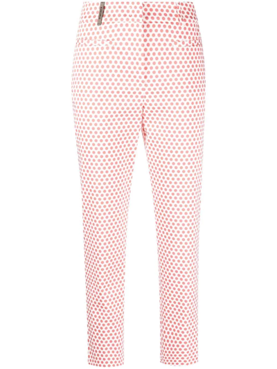Peserico Polka Dot-print Cropped Trousers In Pink