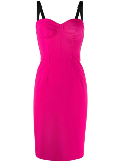 Dolce & Gabbana Bustier Midi Fuchsia Dress In Pink