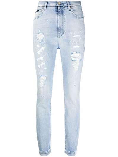 Dolce & Gabbana Grace Distressed Skinny Jeans In Blau