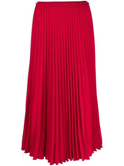 Red Valentino Pleated Point D'esprit Midi Skirt In Bright Pink