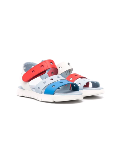 Camper Kids' Twins Colour-block Touch-strap Sandals In Blue
