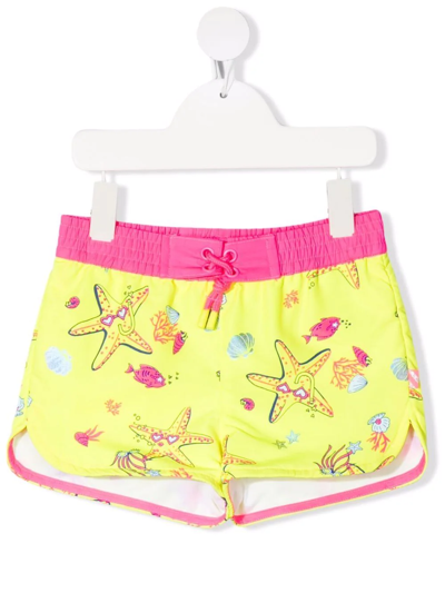 Billieblush Kids' Starfish-print Shorts In Yellow