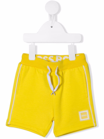 Bosswear Babies' Logo-patch Track Shorts In Yellow