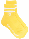 Alexander Mcqueen Stripe & Skull Sport Socks In Yellow