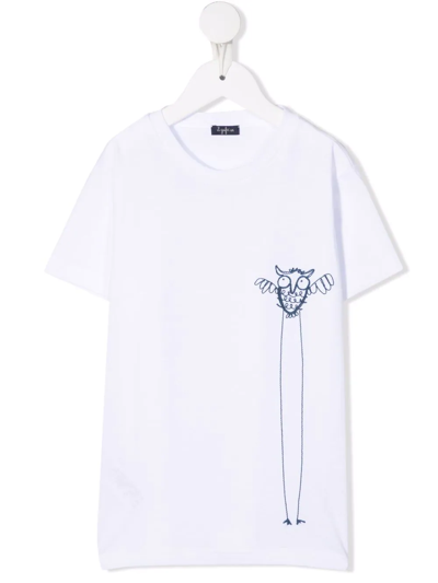 Il Gufo Kids' Embroidered Motif T-shirt In White