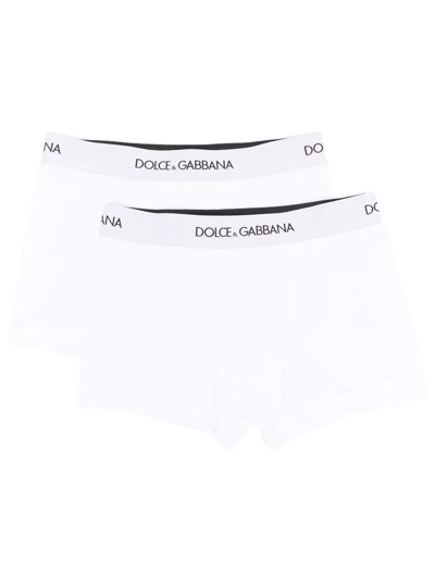 Dolce & Gabbana Kids' Logo-waistband Set Of 2 Cotton Boxer Shorts In White
