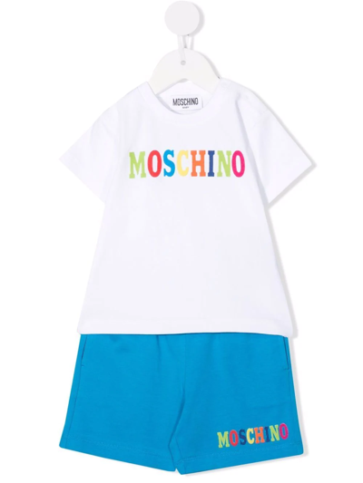 Moschino Babies' Logo-print Cotton Short Set In White