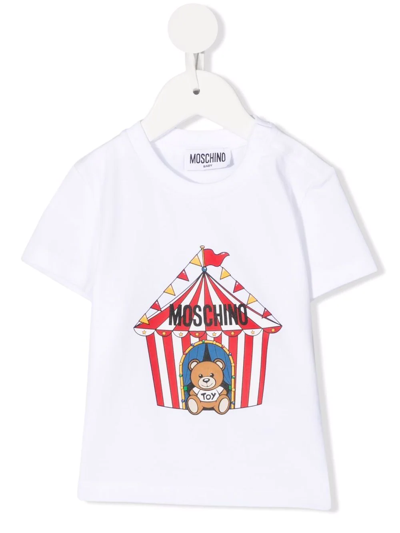 Moschino Babies' Logo-print Short-sleeve T-shirt In White