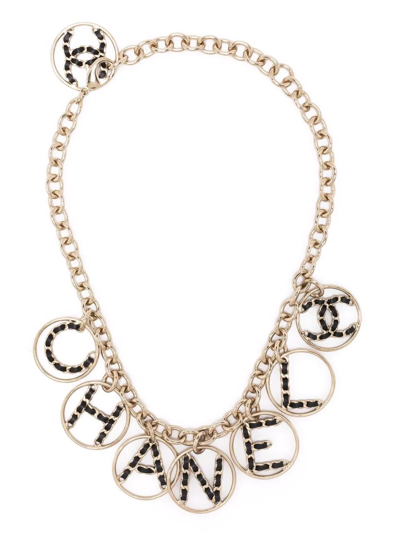 Pre-owned Chanel 2019 Letter-charm Necklace In Gold