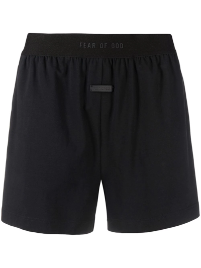 Fear Of God Logo-waist Slip-on Deck Shorts In Black