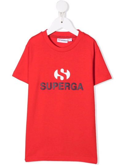 Superga Kids' Logo-print Cotton T-shirt In Red