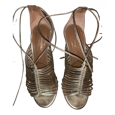 Pre-owned Aquazzura Leather Sandal In Gold