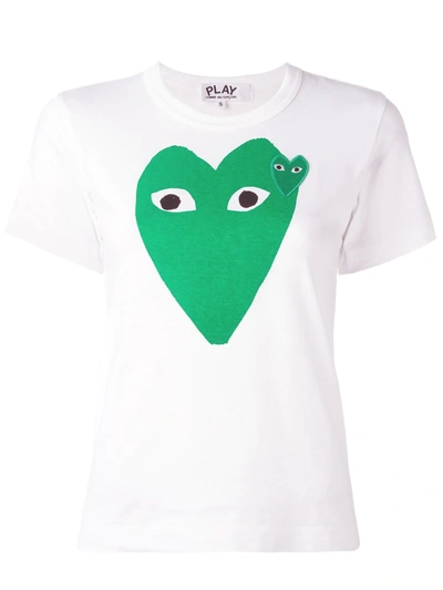 Comme Des Garçons Play Logo Heart Print Slim Fit T-shirt In White