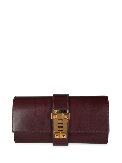 Pre-owned Hermes  Medor 23 Clutch Bag In Red