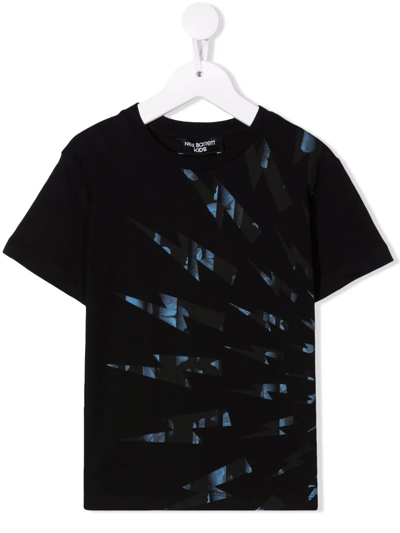 Neil Barrett Teen Thunderbolt-print T-shirt In Black