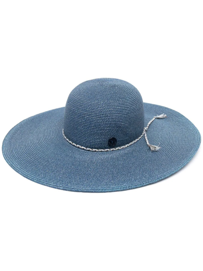 Maison Michel Linen-paper Blend Sun Hat In Blue