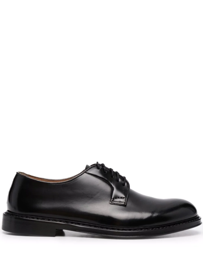 Doucal's Shiny Leather Loafers For Men In Black