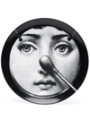 Fornasetti Graphic Porcelain Plate In Black