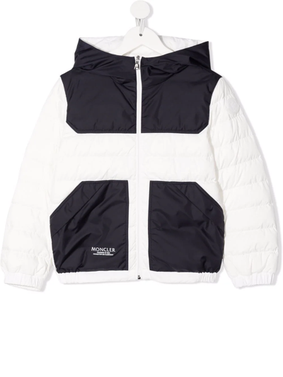 Moncler Kids' Two-tone Puffer Jacket In Bianco