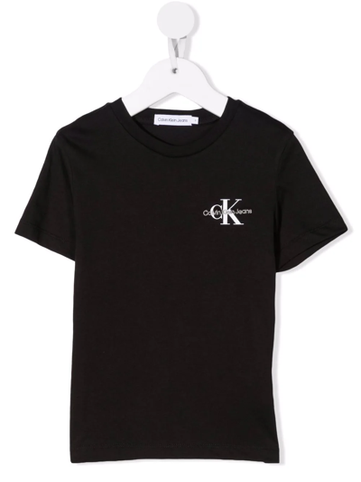 Calvin Klein Logo-print Short-sleeve T-shirt In Schwarz
