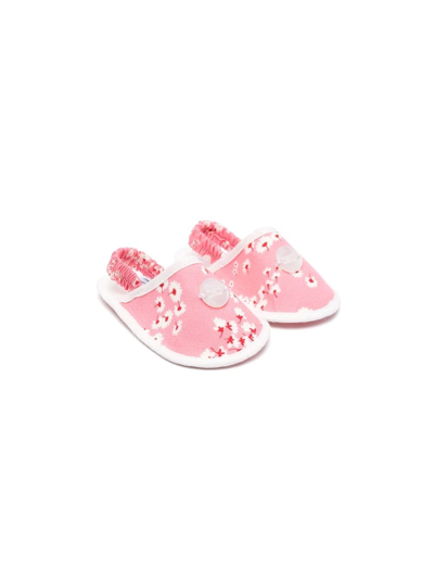 Elisabetta Franchi La Mia Bambina Babies' Floral Slingback Slippers In Pink