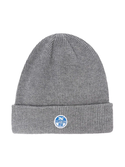 North Sails Kids' Knitted Logo-patch Beanie In Grey