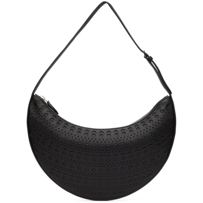 Alaïa Half Moon Perforated Leather Shoulder Bag In Noir