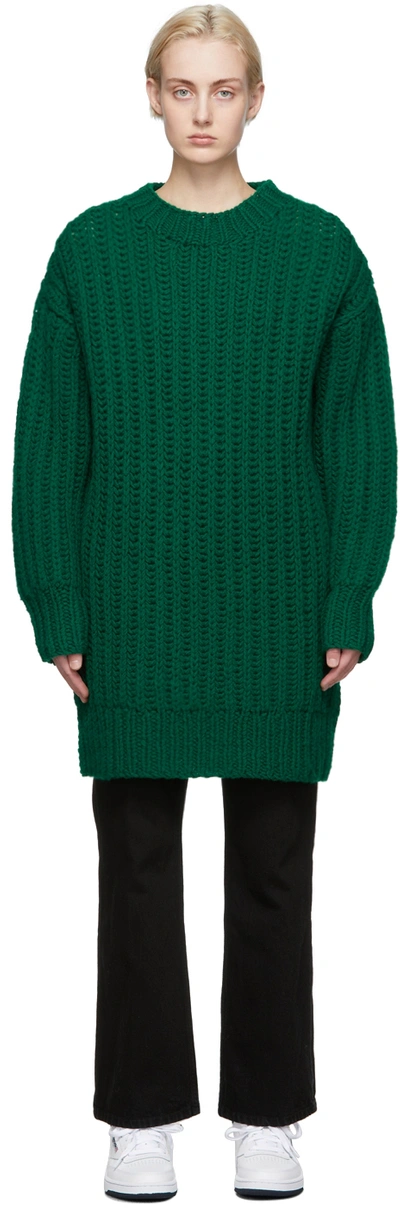 Ami Alexandre Mattiussi Hand-knitted Crewneck Sweater In Green