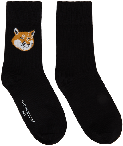 Maison Kitsuné Fox Head Socks - Black