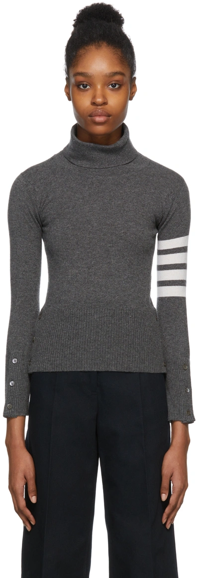 Thom Browne Grey Cashmere Classic Turtleneck In Med Grey - 035