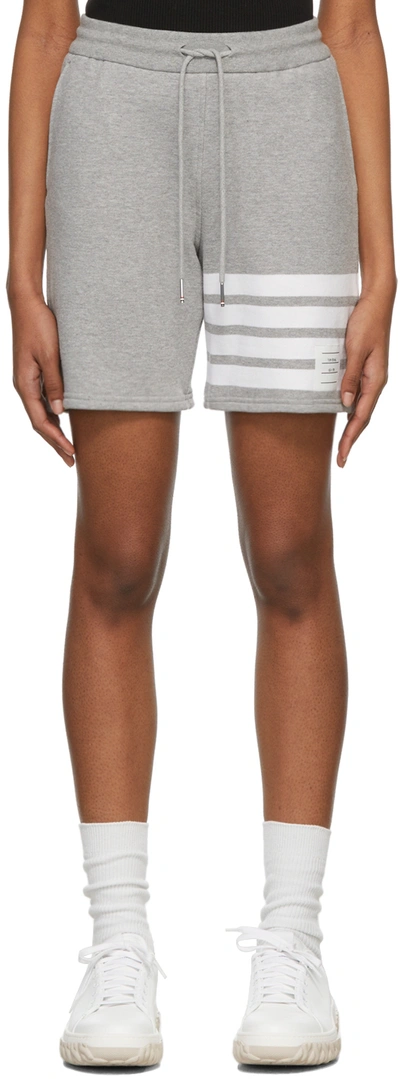 Thom Browne Grey Engineered 4-bar Shorts In Grey,white