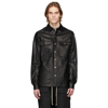 RICK OWENS BLACK LEATHER OUTERSHIRT JACKET