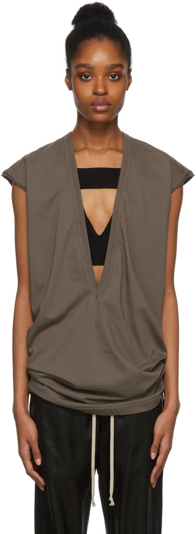 Rick Owens Dylan Sheer Cotton Jersey T-shirt In Dust