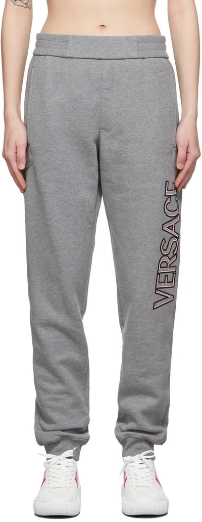 Versace Grey Logo Lounge Pants In 1e090 Grey