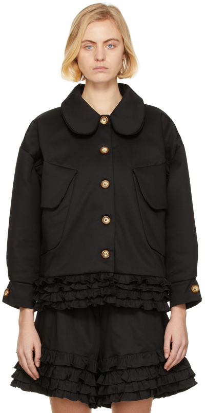 Kika Vargas Louise Ruffled Cotton Shirt In Black