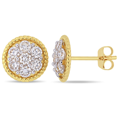 Amour 1 Ct Diamond Tw Fashion Post Earrings 14k Yellow Gold Gh I1